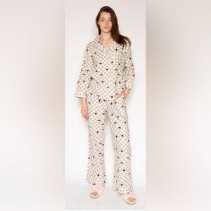 Lattelove checkered cat Flannel pajamas